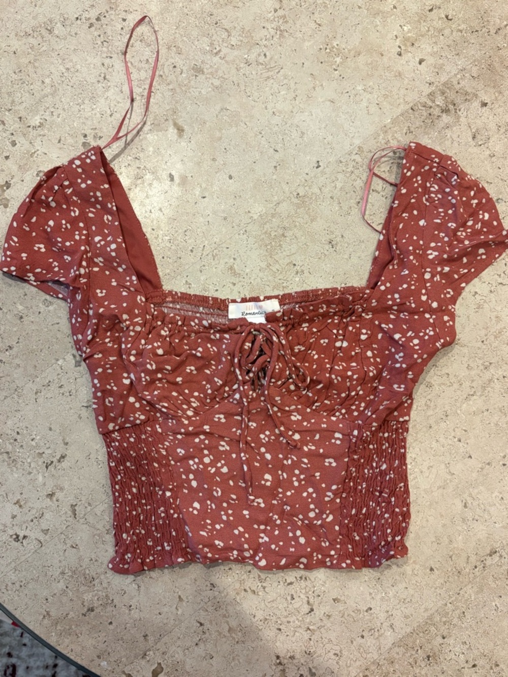 URBAN Romantics Rust Floral Tie-Front Crop Top